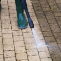 power washing patio cleaning dirt and mold