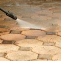 power washing a stained patio